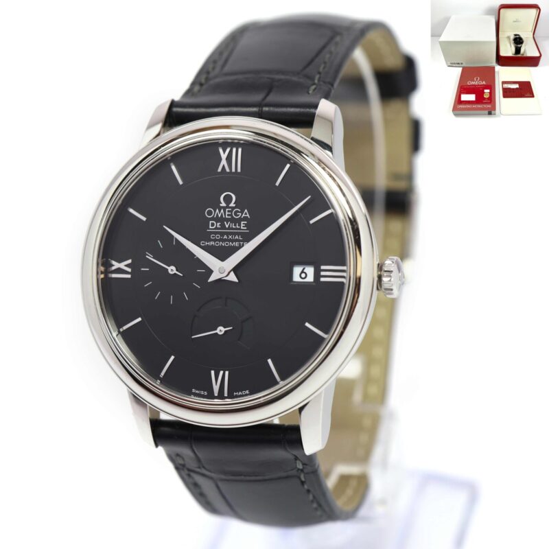 Omega De Ville Prestige 424.13.40.21.01.001 39.5MM Black Dial Box Papers