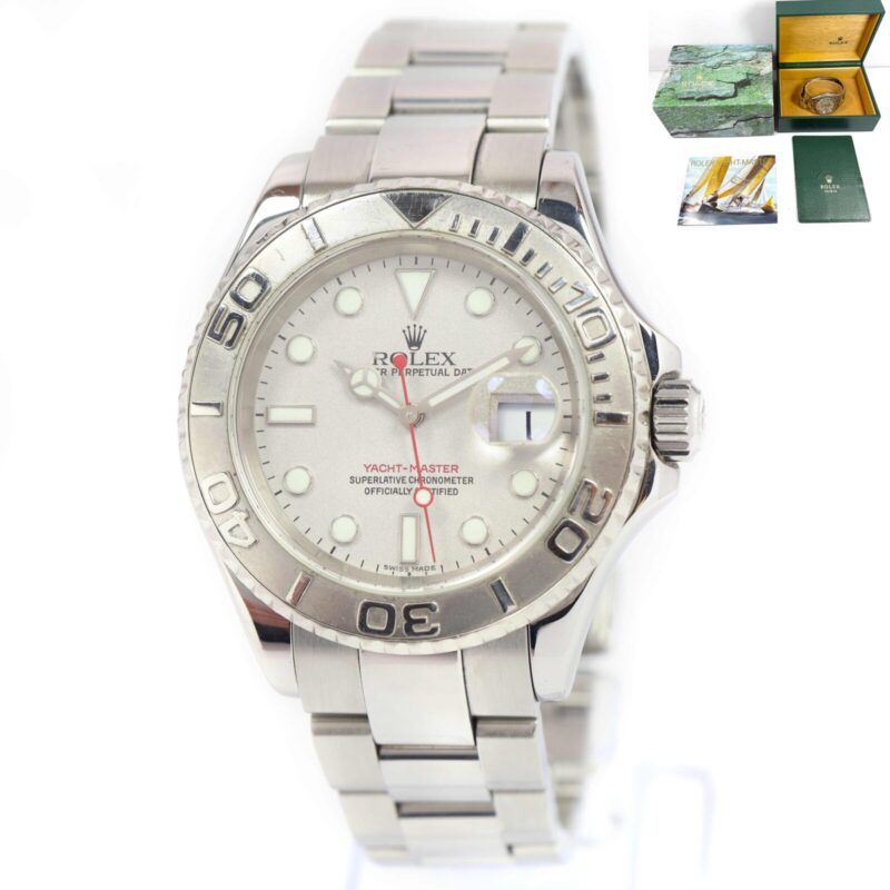 Rolex Yachtmaster 16622 40MM Silver Dial Platinum Bezel Box Booklets F-Serial