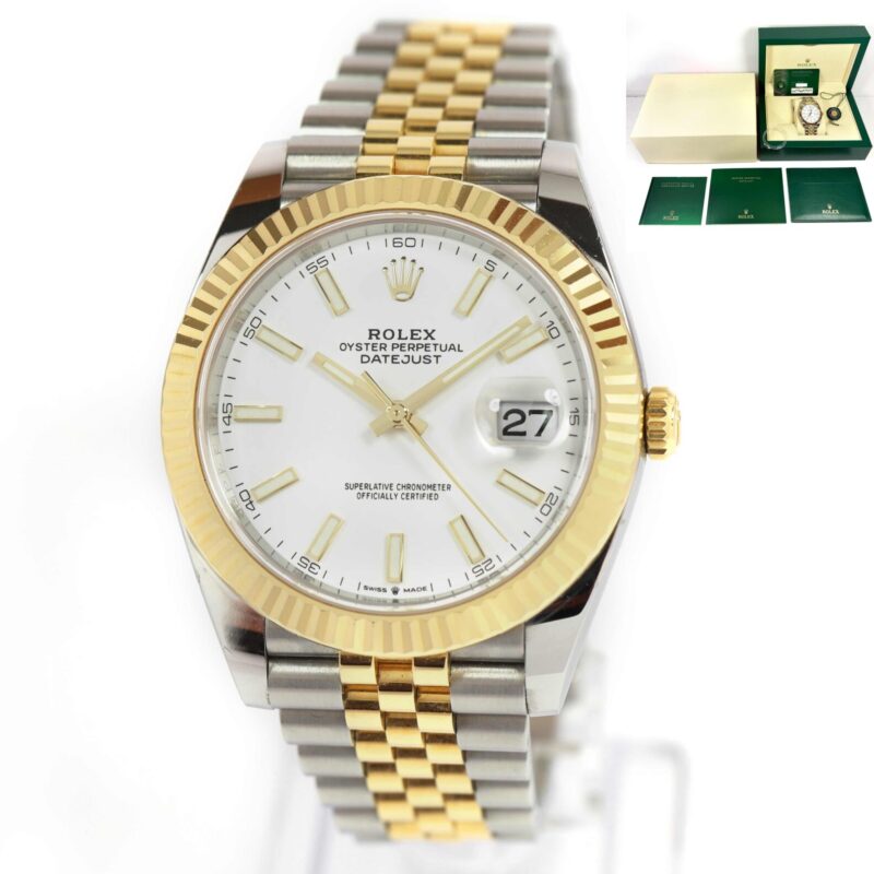 2023 Rolex Datejust 126333 41MM White Dial 18K Yellow Gold Two-Tone Box Papers