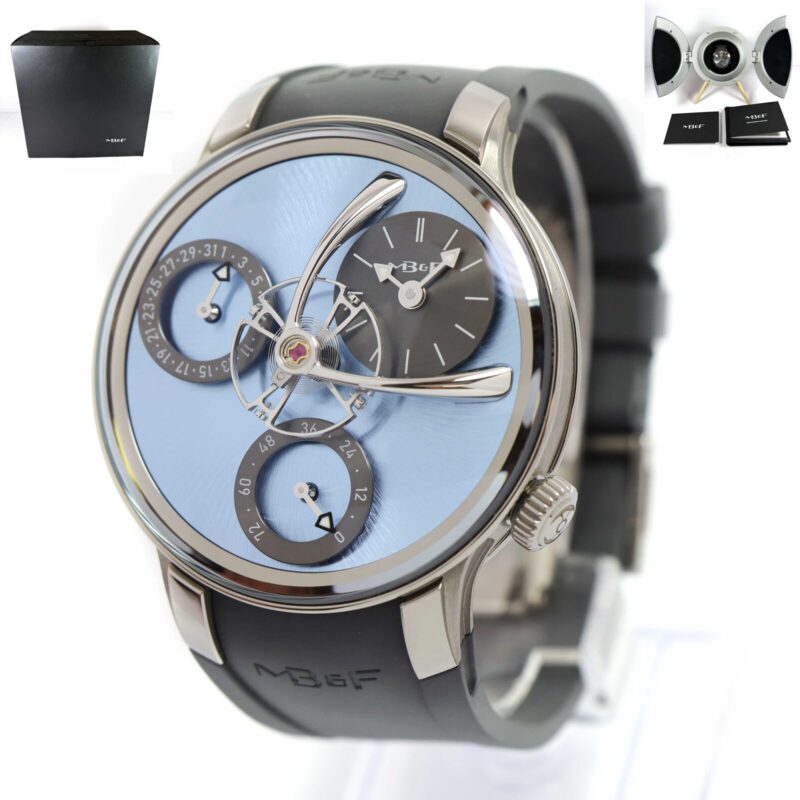 New Mb&f Legacy Machine Split Escapement Evo 44MM Blue Titanium Box Papers