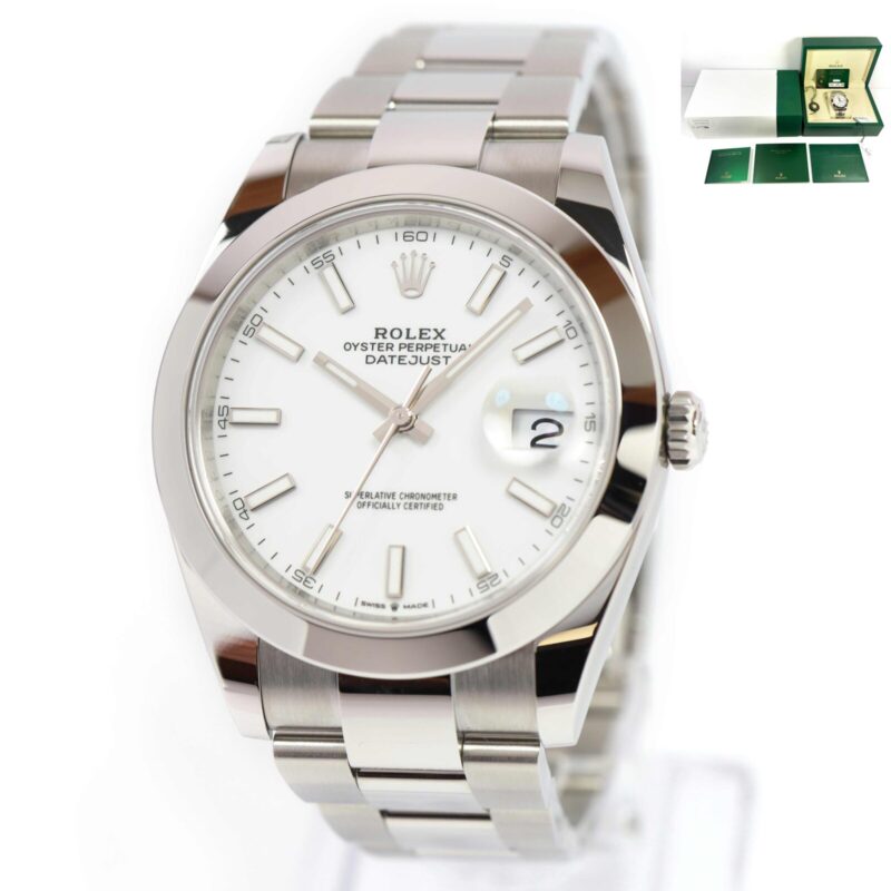 New 2025 Rolex Datejust 126300 41MM White Roman Oyster Smooth Box Papers