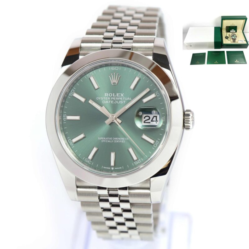 2025 Rolex Datejust 126300 41MM Mint Green Dial Smooth Jubilee Box Papers