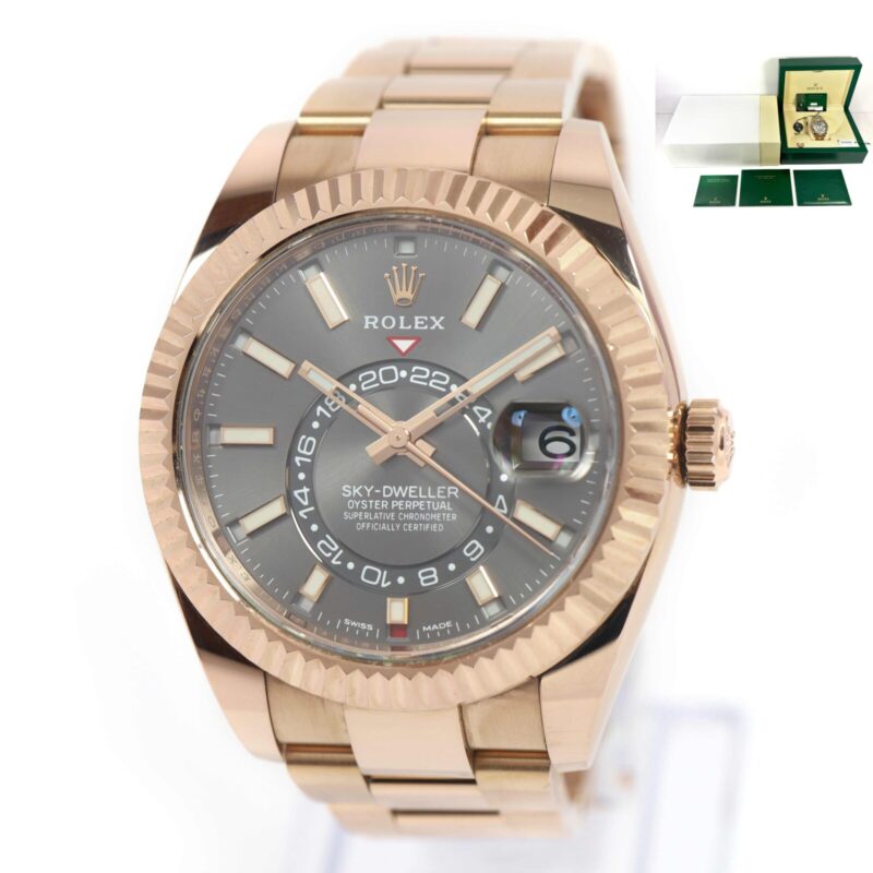2020 Rolex Sky-Dweller 326935 42MM 18K Rose Gold Rhodium Dial Box Papers