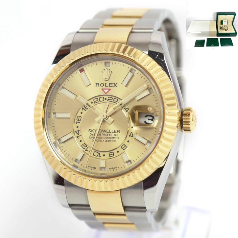2020 Rolex Sky-Dweller 326933 42MM Champagne 18K Yg Two-Tone Box Papers