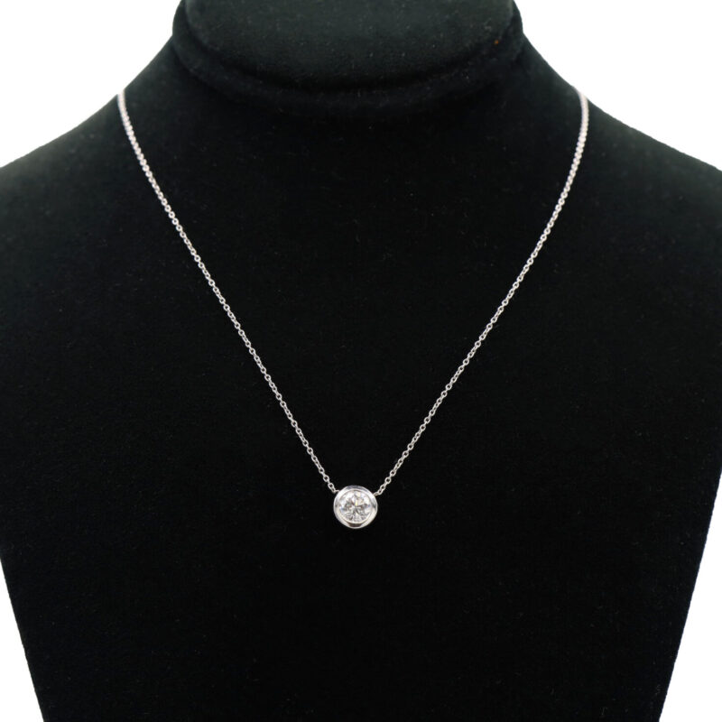 Roberto Coin 18K White Gold Diamonds By The Inch Bezel Set Solitaire Necklace