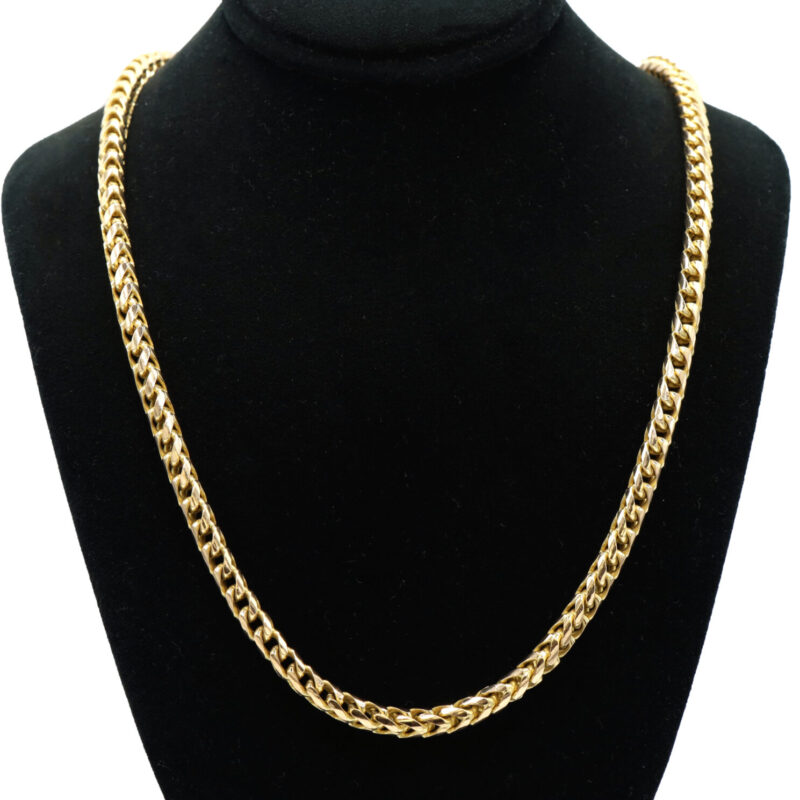 Heavy Solid Wheat Franco Link Chain Necklace Mens Unisex 10K Yellow Gold 26” 60G