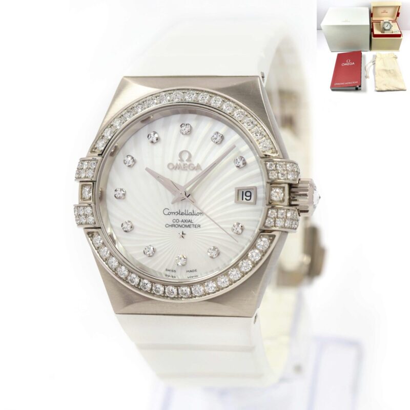Ladies Omega Constellation 123.57.35.20.55.005 35MM 18K White Gold Box Booklets