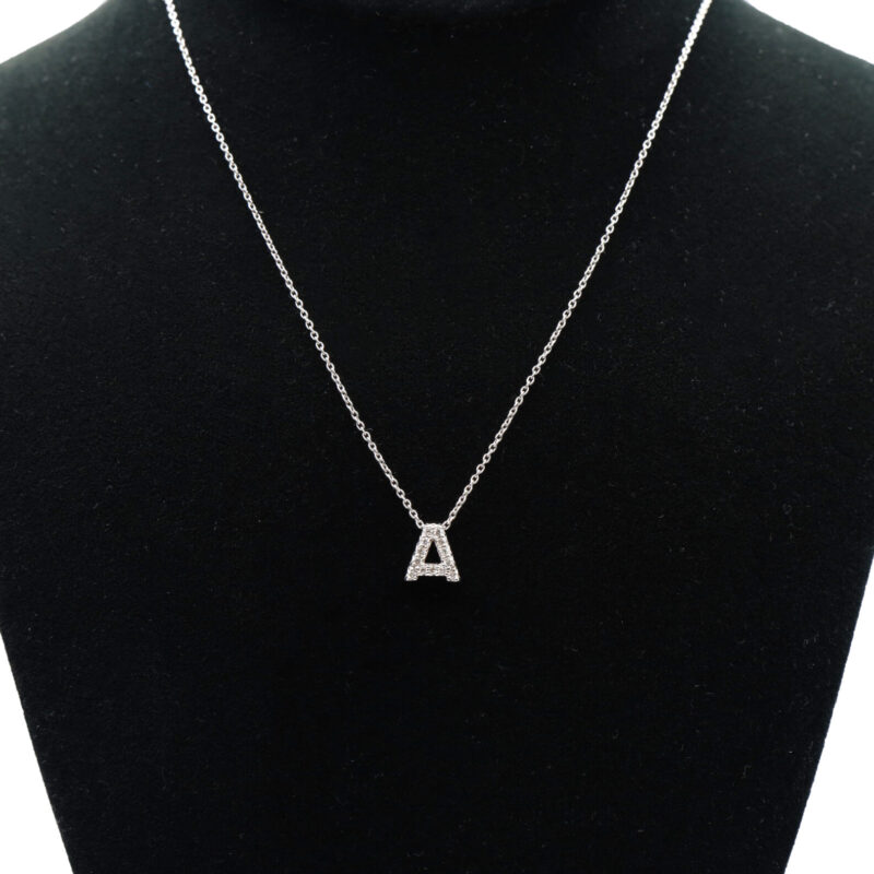 Roberto Coin Tiny Treasures Diamond Love Letter A 18K White Gold Charm Necklace