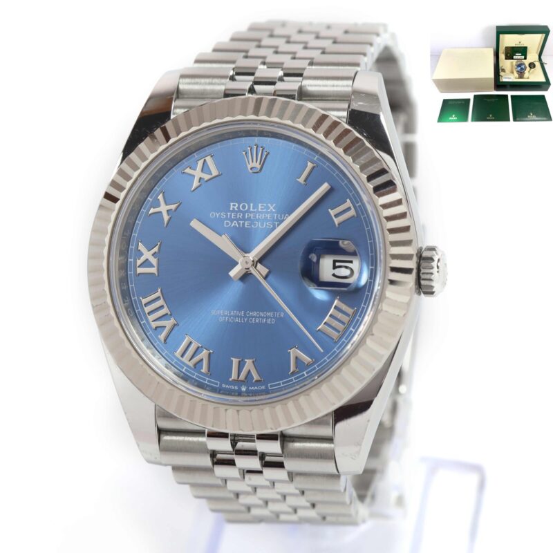 2024 Rolex Datejust 126334 41MM Blue Roman Dial Fluted Jubilee Box Papers