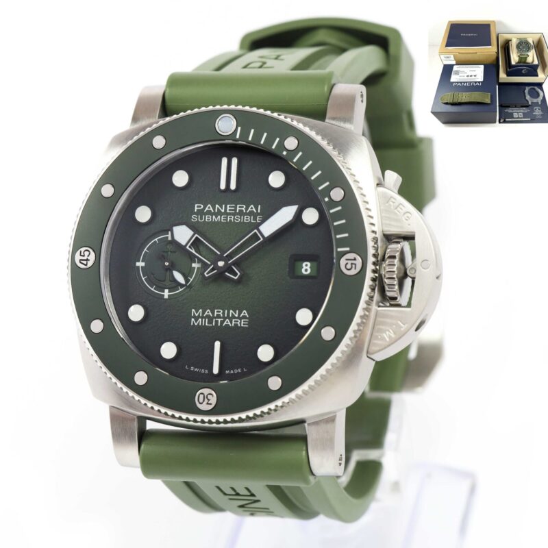 2025 Panerai Submersible Marina Militare PAM01697 44MM Green Steel Box Papers