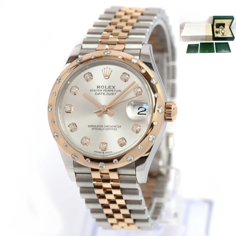 2022 Ladies Rolex Datejust 278341RBR 31MM Silver Diamond Dial Rg Two-Tone B/p