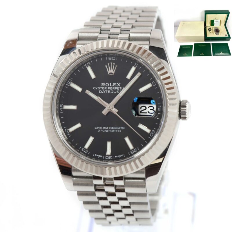 2018 Rolex Datejust 126334 41MM Black Fluted Jubilee Box Papers