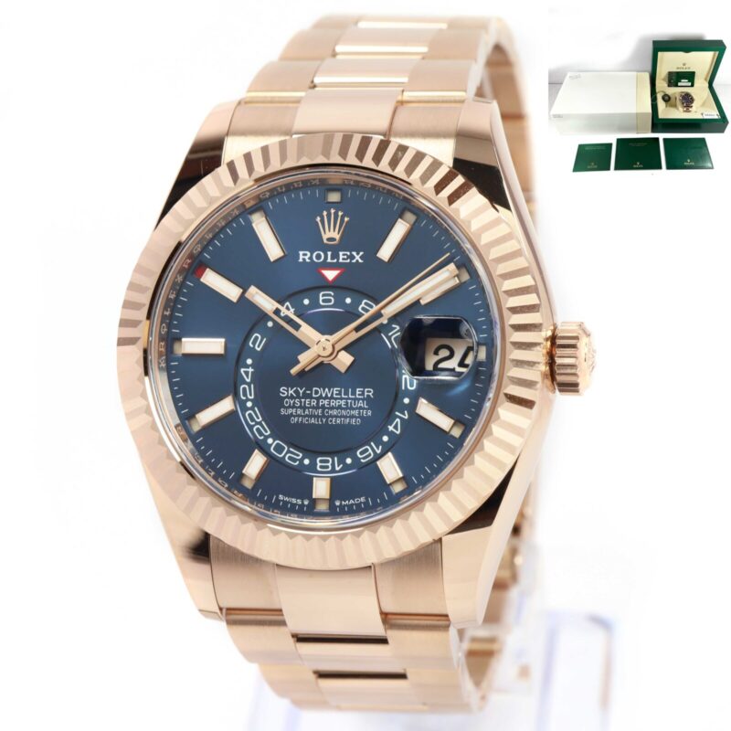 New 2023 Rolex Sky-Dweller 336935 42MM Blue Dial 18K Rose Gold Box Papers