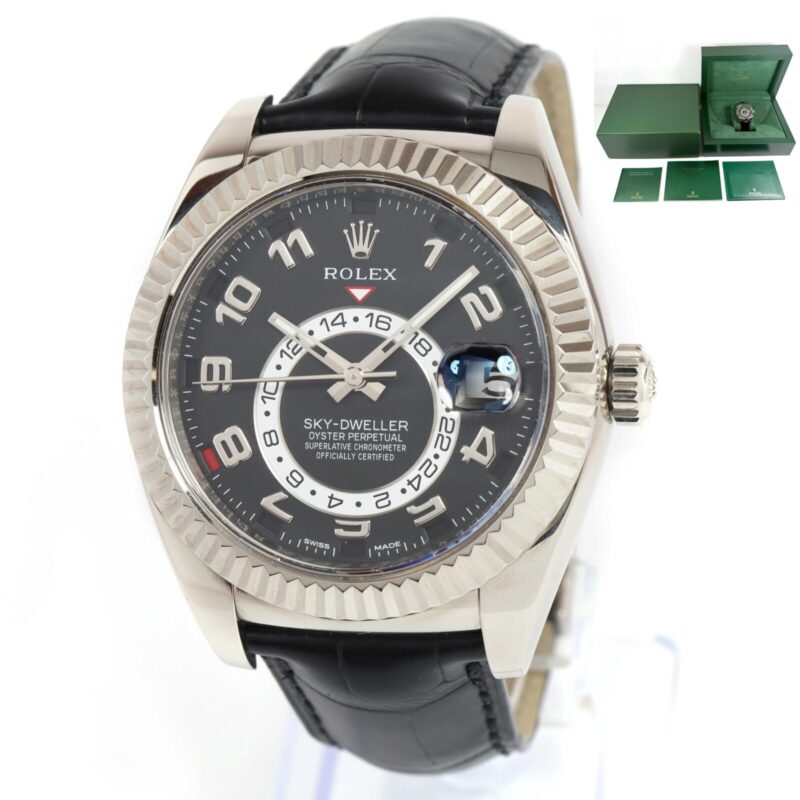 Rolex Sky-Dweller 326139 42MM White Gold Black Arabic Dial Box Booklets