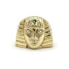 Egyptian Pharaoh King Tut 14K Yellow Gold Emerald Diamond Men’s Ring