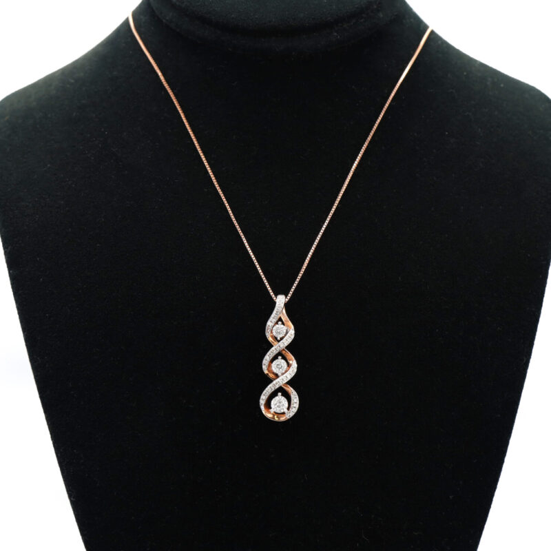 Infinity Diamond Swirl 10K Rose And White Gold Women’s Necklace
