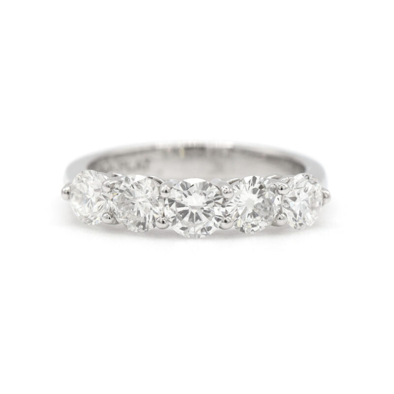 1.50CTW Natural Diamond Five Stone Platinum Anniversary Ring