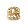 Solid Gold Nugget 14K Yellow Gold Diamond Cut Detailed Statement Men’s Ring