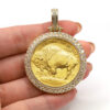 Buffalo Indian Head 2011 1OZ 24K Coin Diamond 10K Gold 3CT Diamond Bezel Pendant