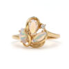 Opal Marquise Three Stone And Diamond 14K Yellow Gold Swirl Statement Ring