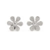 Diamond Pave Flower Dainty 14K White Gold Earrings
