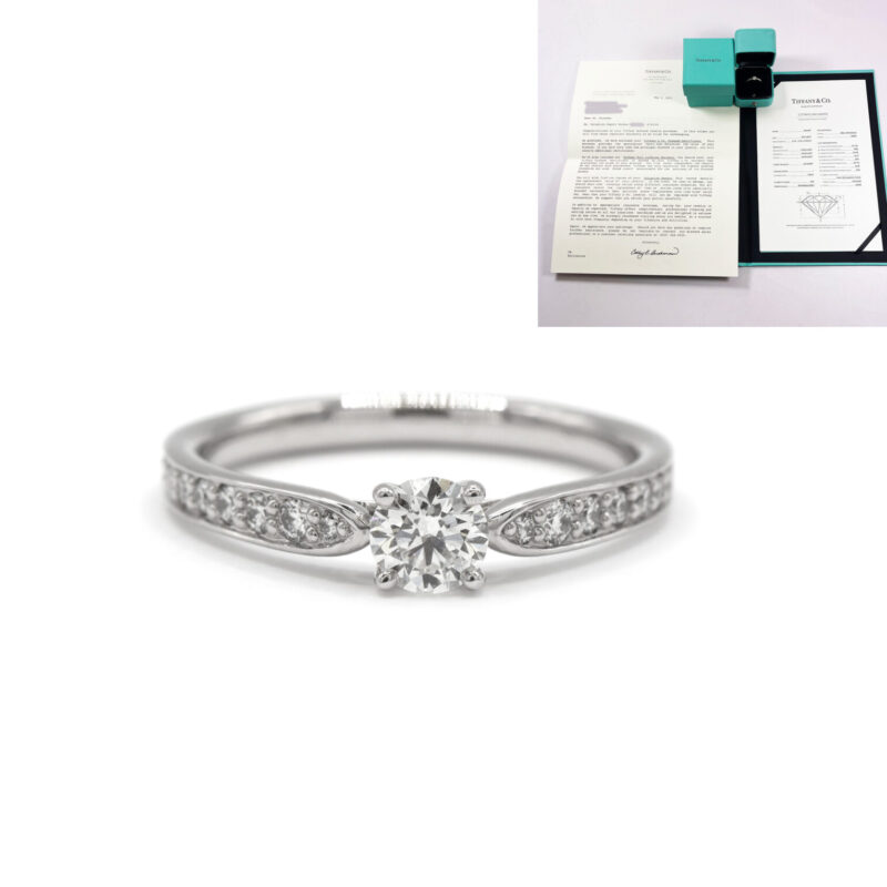 Tiffany & Co. Authentic Platinum Natural Diamond 0.48CT Total VS1 Engagement Ring