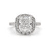Gia 3.33CT Elongated Cushion Diamond Halo 14K White Gold Engagement Ring