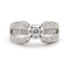Asscher Cut .70CT Diamond Pave 18K White Gold Engagement Ring Semi Mount Setting
