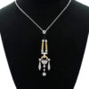2CT Yellow White Diamond Onyx Art Deco 18K White Yellow Gold Women’s Necklace