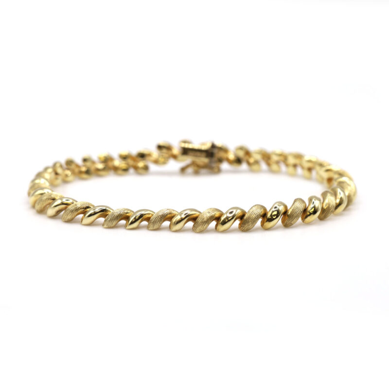 San Marco Link Detailed Chain Bracelet 14K Yellow Gold 7.25” 5.3MM 8.3G