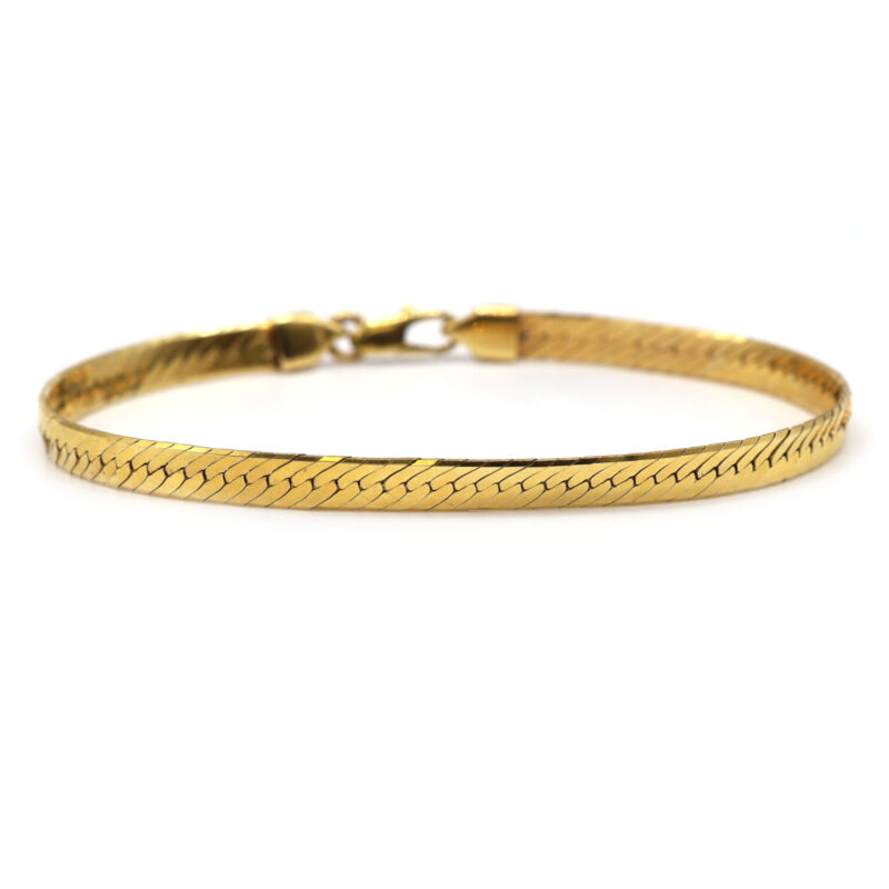 Herringbone Snake Flat 14K Yellow Gold Link Chain Bracelet 8.2” 9G