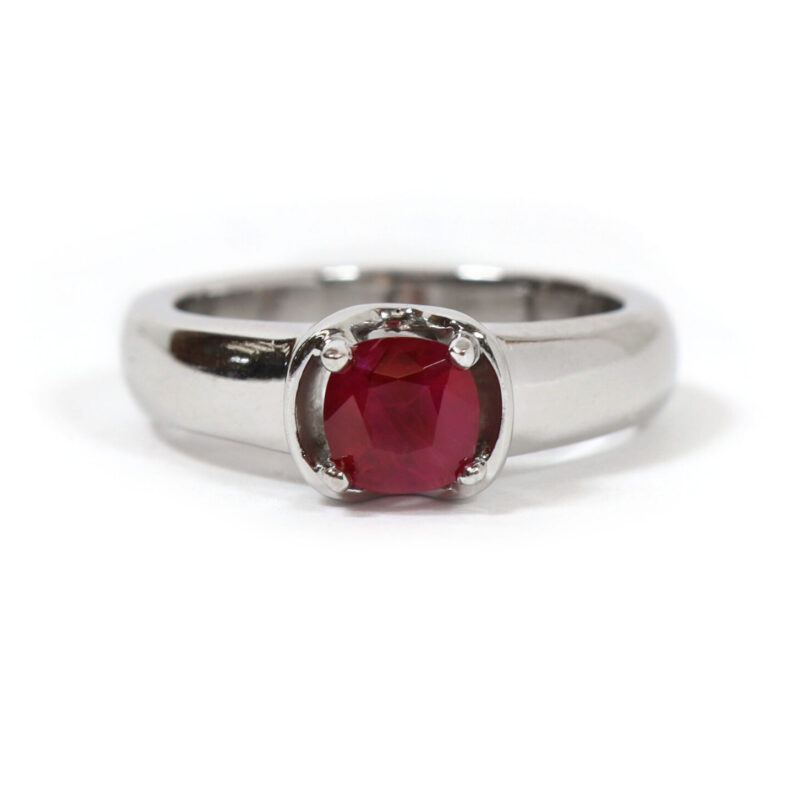 0.50CT Mong Hsu Burmese Burma Red Ruby Solitaire Platinum Ring