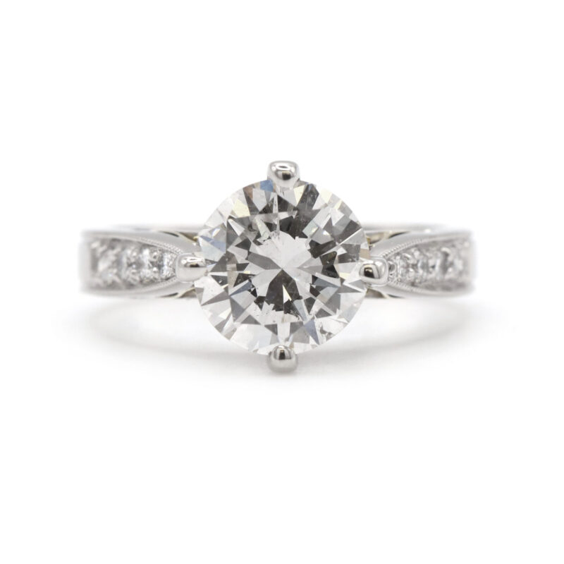 Gia 2CT Round Brilliant Simon G Platinum Hidden Halo Engagement Ring