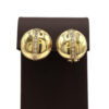 Vintage Diamond Line Chunky Round 14K Yellow Gold Women’s Earrings