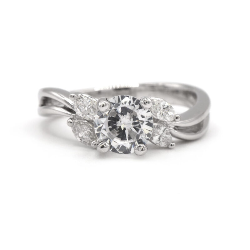 Diamond Marquise Side Stone Semi-Mount Platinum Women’s Engagement Ring