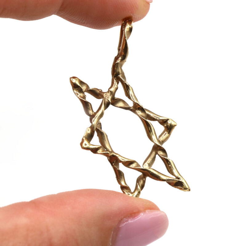 Star Of David 14K Yellow Gold Jewish Simple Unisex Pendant Necklace