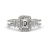 1.45CT Emerald Cut Halo And Baguette Diamond Pave 18K White Gold Engagement Ring