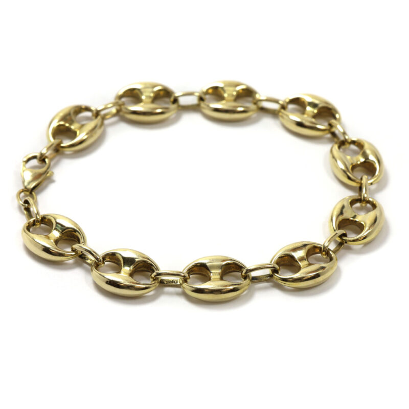 Gucci Puff Hollow Men’s 14K Yellow Gold Chain Link Bracelet 8.5" 12.1G