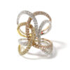 Diamond Pave 1.55CTW 18K Yellow White Rose Tri-Tone Ring
