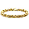 Rolo Link Hammered 14K Yellow Gold Cable Link Chain Bracelet