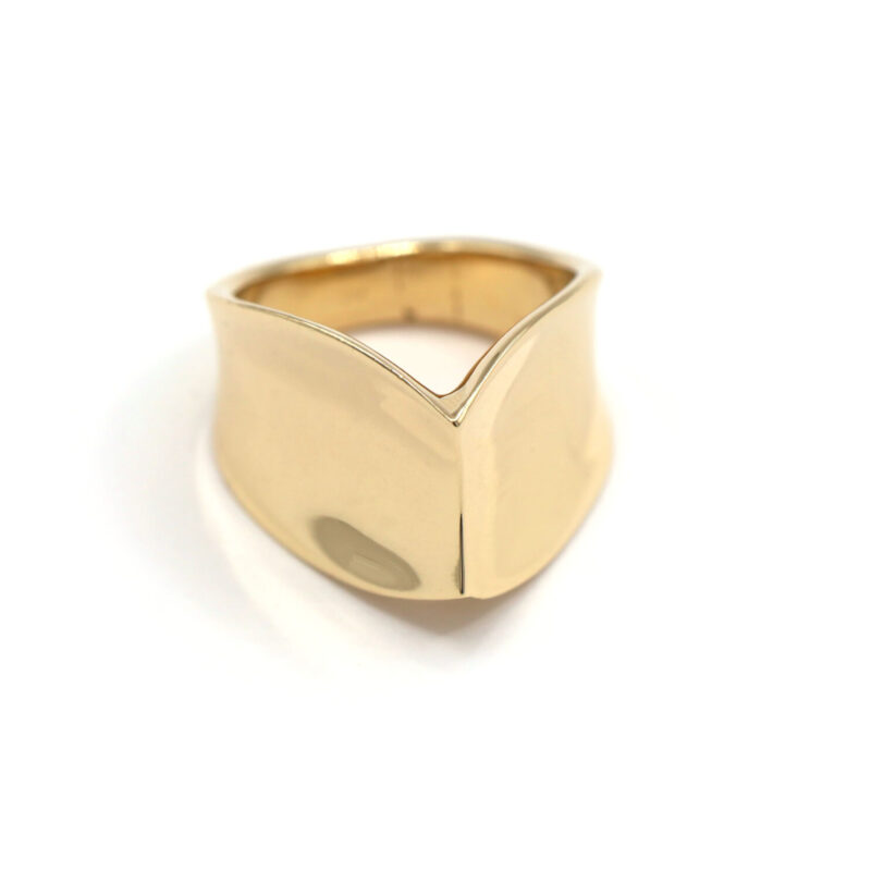 Tapered Wave Curved Modern 14K Yellow Gold Statement Ring