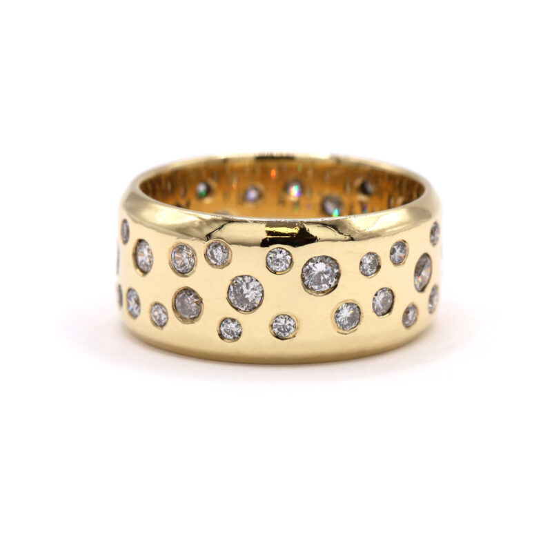 Gypsy Set Diamond 2.50CT Solid 10K Yellow Gold Men’s Thick Band Statement Ring