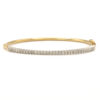 Diamond Row Line Bangle Two Tone 14K Yellow White Gold Women’s Bracelet