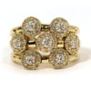 Sonia Bitton Diamond Cluster Halo Three Row Flexible 14K Yellow Gold Ring