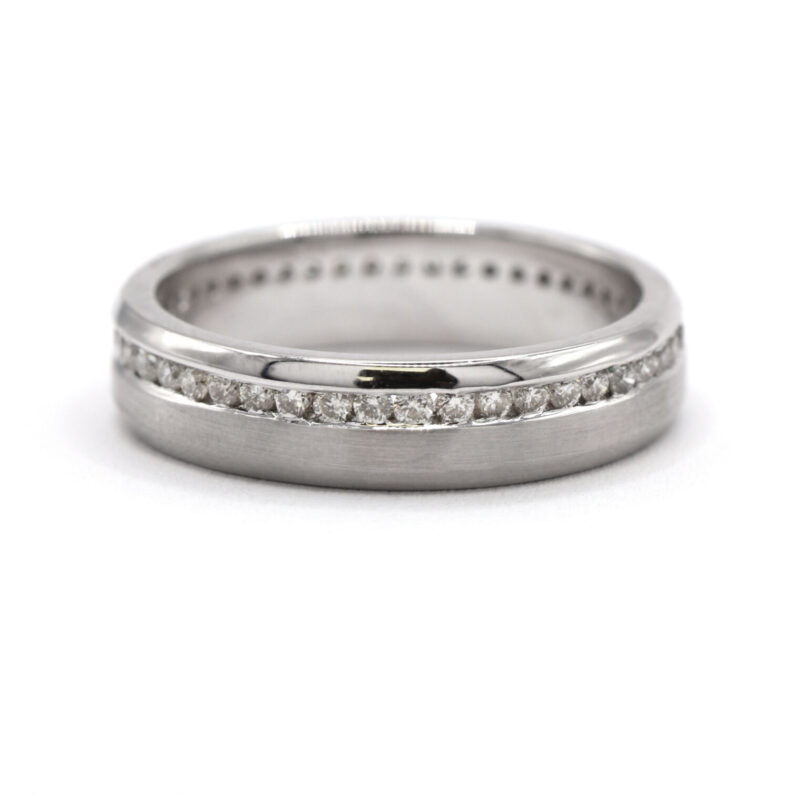 Natural Diamond Row .47CT 18K White Gold Wedding Band Stacking Ring