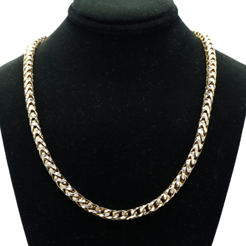 Heavy Solid Wheat Franco 10K Two Tone Yellow White Gold Chain Necklace 72.8G 26”