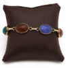 Vintage Scarab Gemstone Stone Carved Cabochon 14K Yellow Gold Bracelet 1960’S