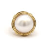 Blister Pearl Big Chunky Bezel Set 18K Yellow Gold Cocktail Women’s Ring
