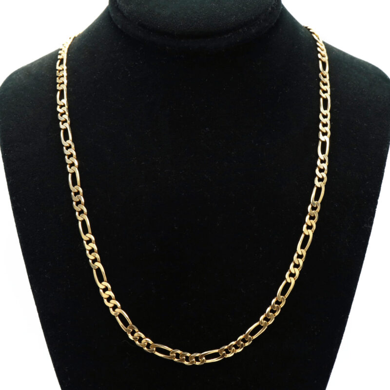 Figaro Solid Link Chain 14K Yellow Gold Men’s Unisex Necklace 16.2G 24”