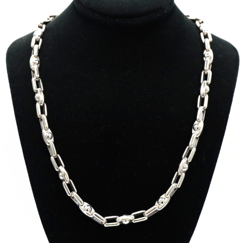 Long Cable Unique Hollow Link Chain 10K White Gold Men’s Necklace 37.2G 32”